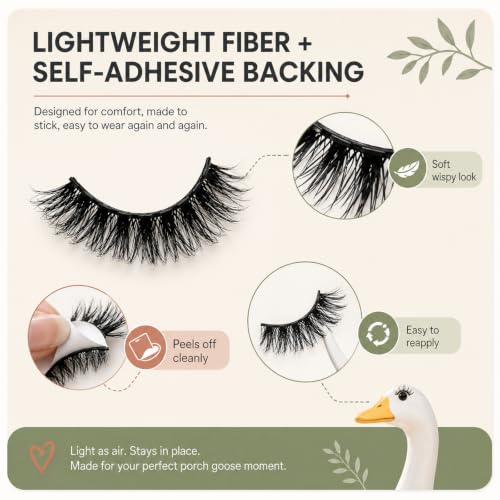 Porch Goose Eyelashes - 7 Colors Reusable Self-Adhesive Lashes