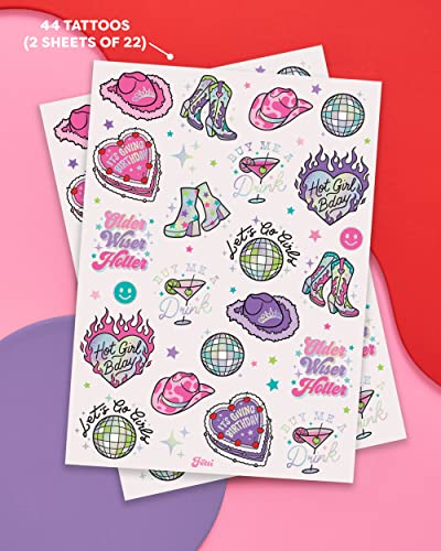 Birthday Party Temporary Tattoos - 44 Metallic Tats