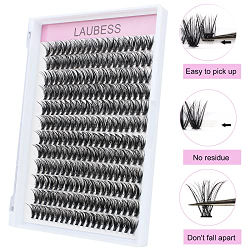 LAUBESS 40D Cluster Lashes - Wispy Mixed Tray Extensions