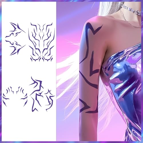 Anime Purple Temporary Tattoos for Cosplay & Halloween