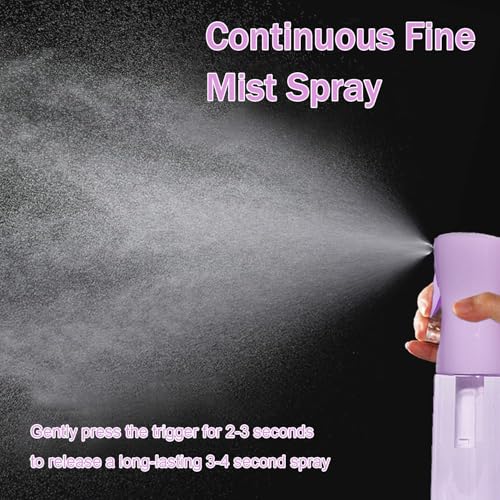 2-Pack Continuous Spray Bottles & 1 Travel Spray Bottle – 6.8oz & 1oz Mist Sprayers for Hair, Cleaning, and Gardening