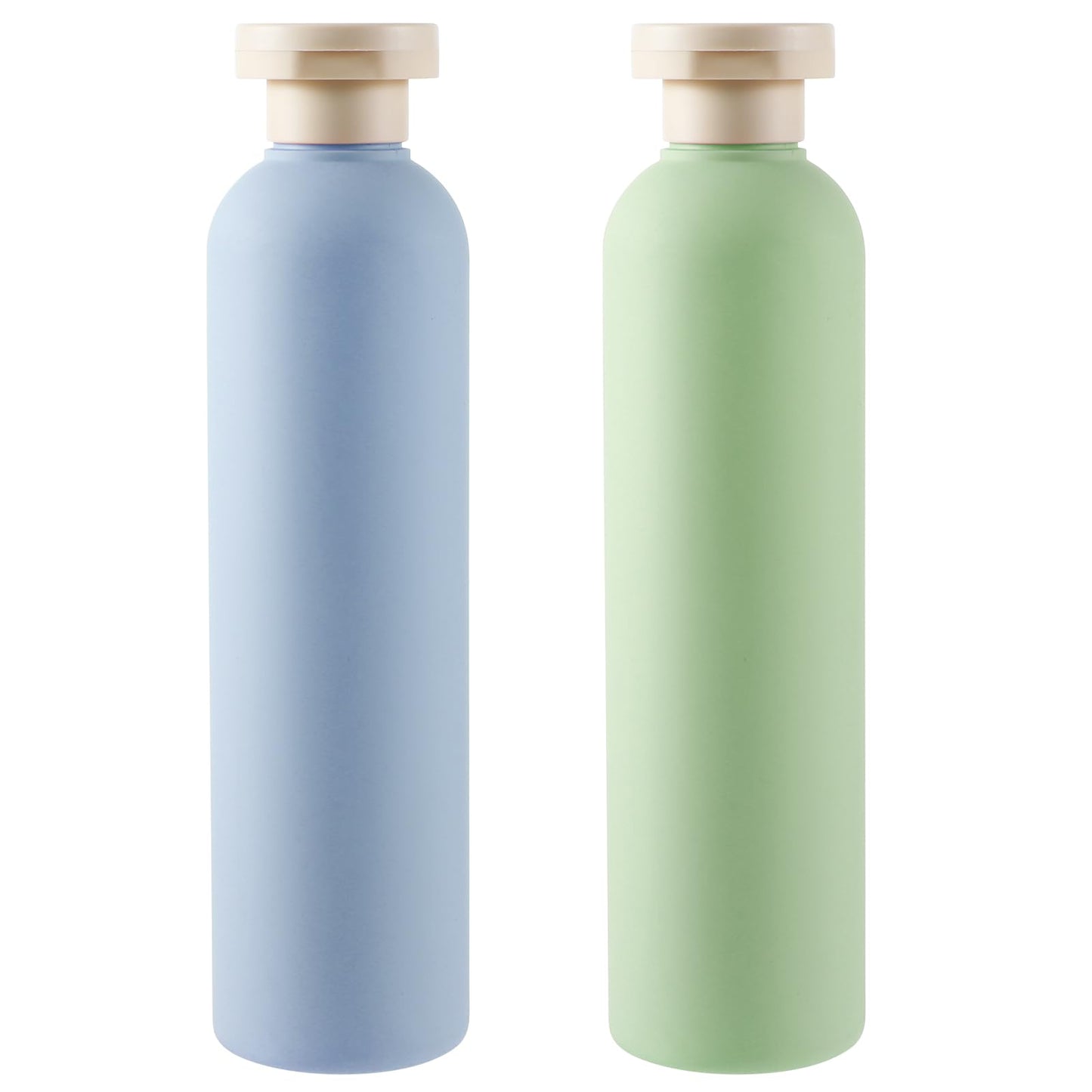 Molain 2Pcs Squeeze Bottles, 260ml Plastic Refillable Travel Containers with Flip Cap - Leak Proof for Shampoo, Creams, Lotion, Conditioner (Blue+Green)