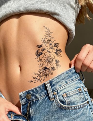 Semi-Permanent Tattoo Sheets for Women - Waterproof Floral