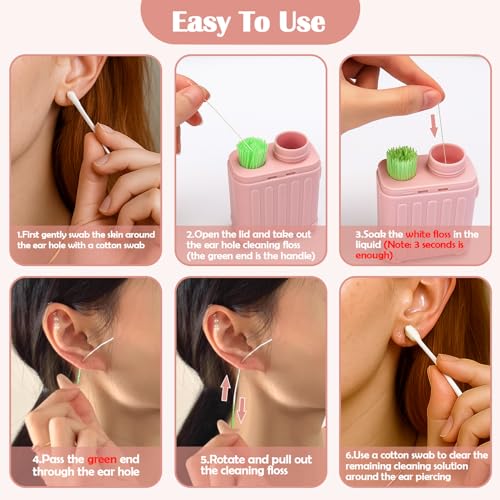 Ear Piercing Cleaning Kit with 240 Cleaning Threads & Cotton Swabs