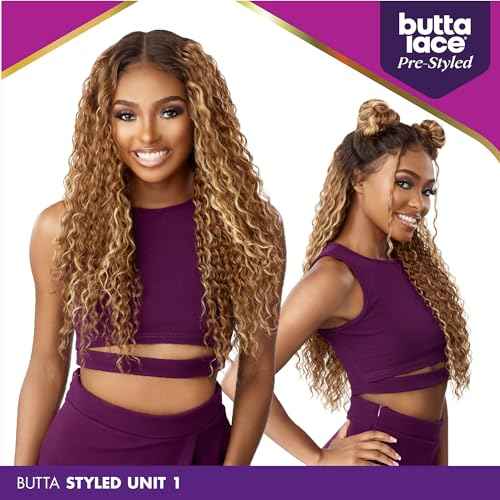 Sensationnel Butta Lace Prestyled Wigs - Unit 1 Glueless Hand Tied Deep Lace Part Synthetic Preplucked Hairline (FLAMBOYAGEAUBURN)