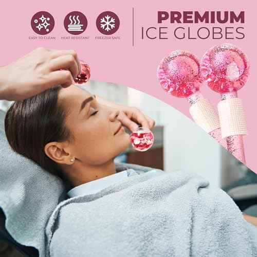 Ice Globes for Face 2Pcs ? Enhancing Daily Beauty with Ice Globes for Facials, Skin Tightening & Anti-Aging ? Perfect Facial Ice Globes for Reduction of Puffiness & Wrinkles of Face, Neck & Eyes?Pink