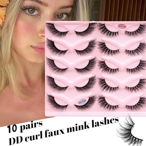 3D Faux Mink Lashes 10 Pairs - Fluffy Wispy Cat Eye & Fox Eye