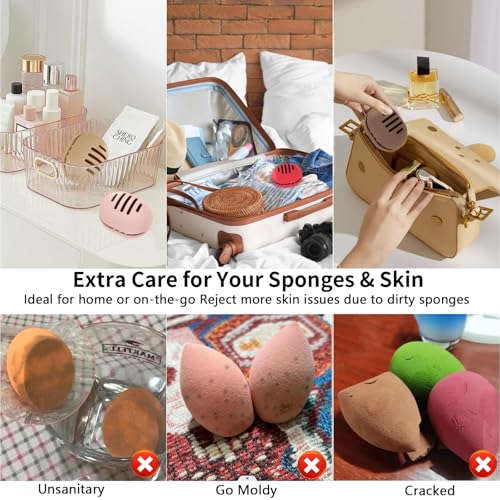 Makeup Sponge Holder Case, Silicone, Breathable, Travel-Friendly, 2-Pack