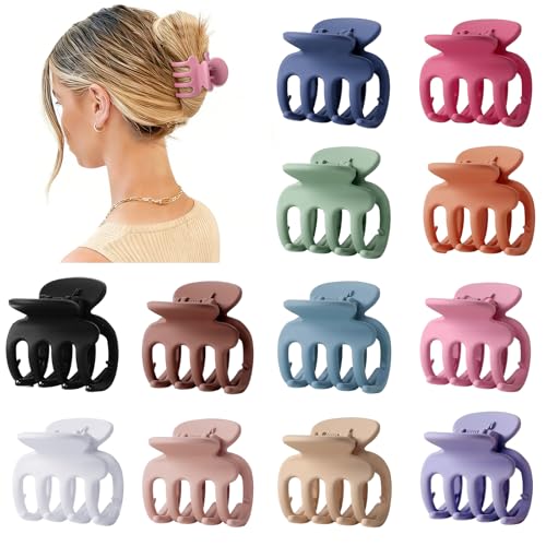 Small Claw Clips for Thin & Thick Hair - 12 Pack Colorful
