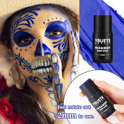 YBUETE Blue Face Body Paint Stick - Professional Makeup for Halloween & Cosplay