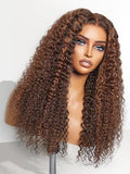 LUVME HAIR 18" Deep Wave Copper Brown Glueless Lace Front Wig