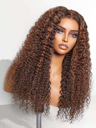 LUVME HAIR 18" Deep Wave Copper Brown Glueless Lace Front Wig
