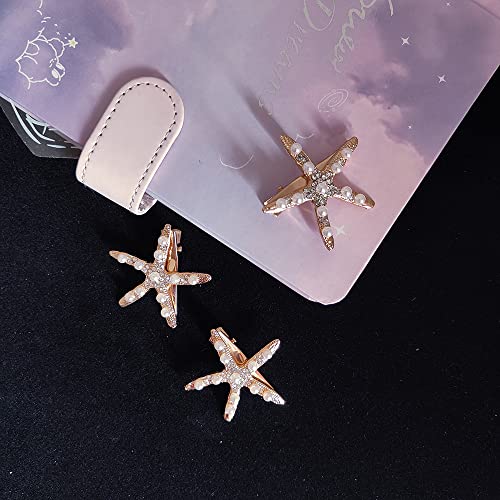 Starfish Hair Clip Bridal Flower Girl Accessories for Wedding (Gold-10PCS)