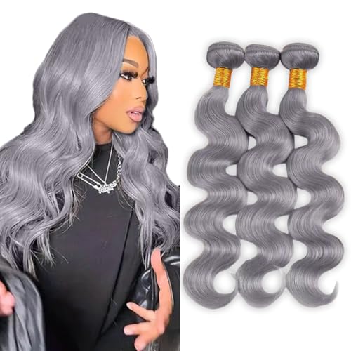 Gray Body Wave Hair Bundles 22 22 22 Inch Unprocessed Brazilian Virgin 3 Bundles 50g