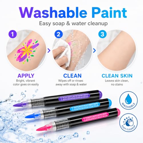 UV Reactive Body Paint Markers - 10 Neon Colors