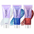 Go Ho Red White Blue Body Glitter Gel Set for 4th of July, 3 Colors with Sequins - Safe, Long-Lasting, Vegan Body Makeup