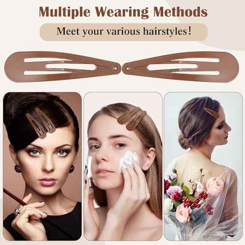 WILLBOND 30 Pieces 3.1 Inch Large Metal Snap Hair Clips Nonslip Barrettes Women Hair Accessories (Brown)