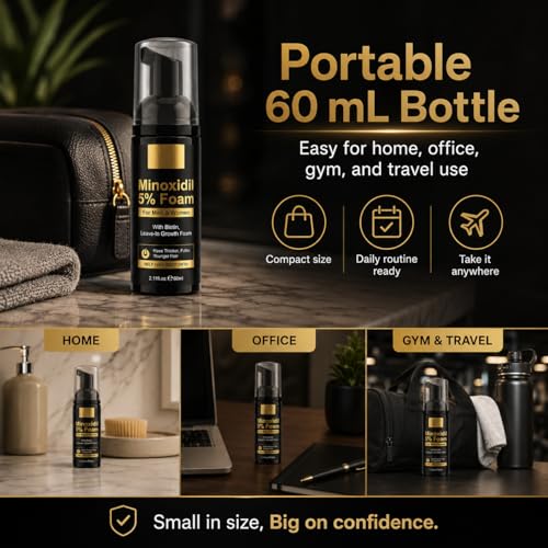 Minoxidil Foam 5% Hair Regrowth Treatment with Biotin - 2 Bottles