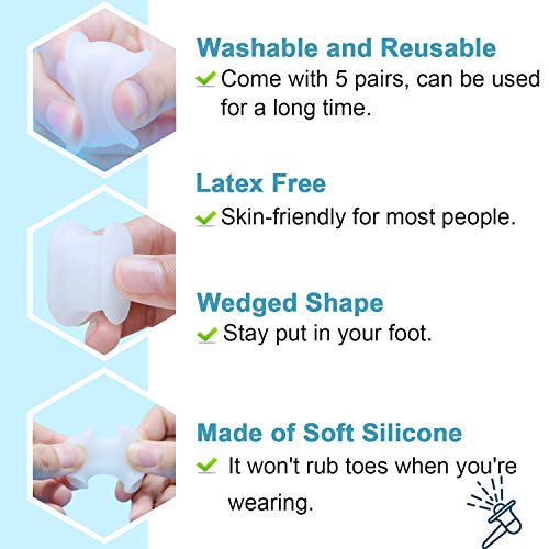 Toe Spacers for Bunions, Gel Orthotics Separators (10 Pack)