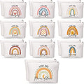 Coume 20 Pcs Employee Appreciation Gift Inspirational Canvas Makeup Bag Cosmetic Bag Zipper Travel Toiletry Pouch Bulk Gifts for Women Coworker Friend(Rainbow)