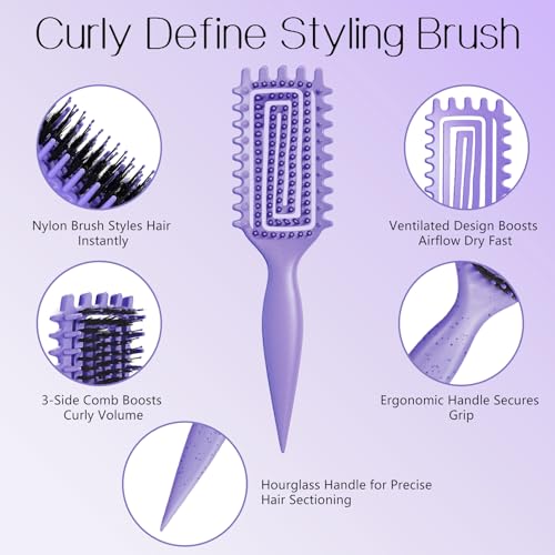 Curly Hair Brush with Vented Design for Frizz Control