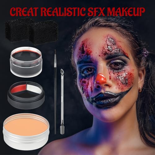 Halloween SFX Makeup Kit with Scar Wax, Fake Blood & Tools