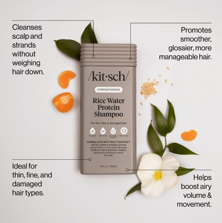 Kitsch Rice Water Strengthening Shampoo for Hair Growth & Volume - 12.3 oz