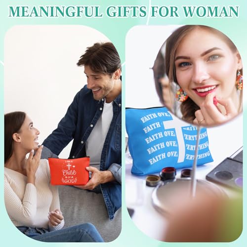 24 Pcs Christian Religious Gifts for Women Mothers Day Christian Gifts Bulk Canvas Makeup Bags Verse Bible Compact Mirrors Inspirational Church Party Favors for Ladies Mother Sister