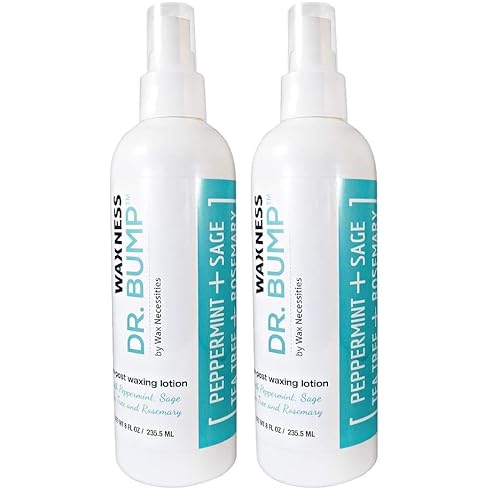 Wax Necessities Waxness Dr Bump Natural Pre Post Lotion with Peppermint Sage Rosemary and Tea Tree 8 Ounces (Pack of 2)