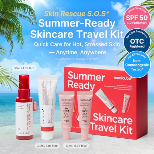 Medicube Summer Skincare Travel Kit | HOCl Spray, Relief Cream & SPF 50