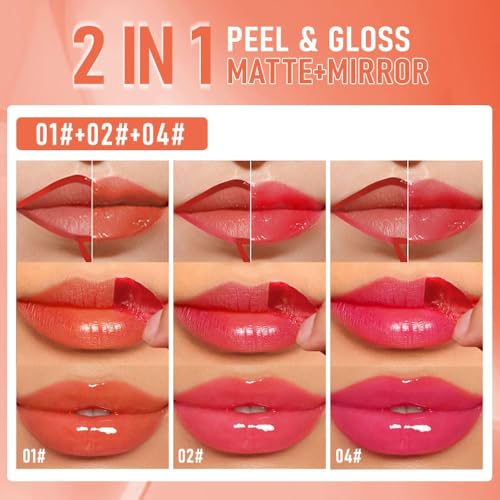 3-Pc Peel Off Lip Stain & Lip Oil 2-in-1 Dual-Ended Waterproof Tint