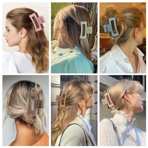 Square Hair Clips 3.5 Inch Medium Claw Clips 6 Pack
