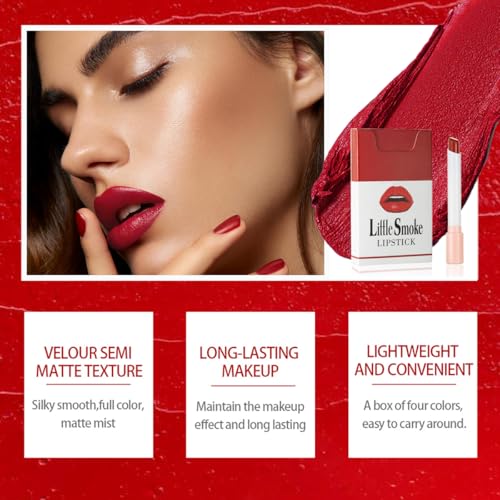 4-Color Matte Lipstick Set, Waterproof Long-Lasting Velvet Lip