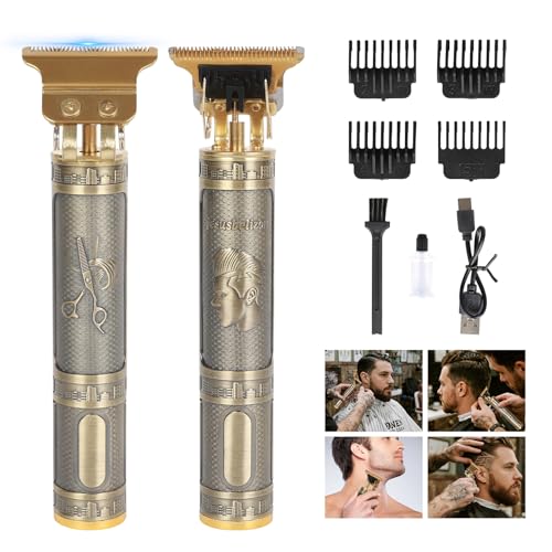 Professional Hair Clipper for Men - Rechargeable Cordless T-Blade Trimmer with 4 Guides, USB-C Fast Charge, Metal Body for Beard, Hair & Body Grooming