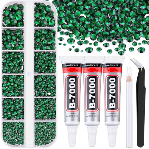 Dark Green Flatback Rhinestones with B7000 Glue for Crafts