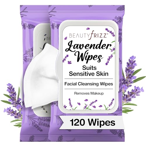 Lavender Face Wipes Makeup Remover - 120 Soft Cleansing Wipes