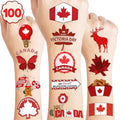 Canada Temporary Tattoos Happy Canada Day Party Decorations Favors Supplies Themed Cute Stickers 10 Sheets 100 PCS Gifts for Baby Girls Boys Class School Carnival