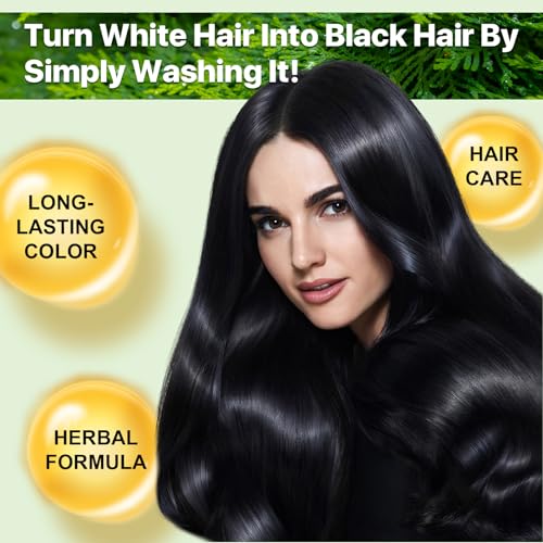 Instant Hair Dye Shampoo Black, 500ml Hair Color Shampoo for Gray Hair Coverage Nature Herbal 3 in 1 Hair Dye Shampoo for Men and Women, Instant Color Shampoo Long Lasting 16.9 Fl Oz