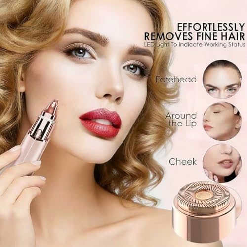 Facial Hair Remover for Men & Women, Electric Eyebrow & Facial Hair Trimmer Device 2 in 1 Body Razor for Face with Built-in LED Light Eyebrow Shaver with USB Rechargeable