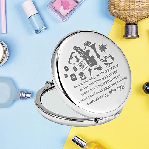 KEYCHIN Princess Sun Pocket Mirror Fairytale Fans Gift You are Braver Stronger Than You Think Compact Makeup Mirror (Rapunzel-S)