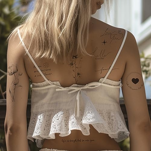 Realistic Temporary Tattoos - 60 Sheets (Quotes & Flowers)