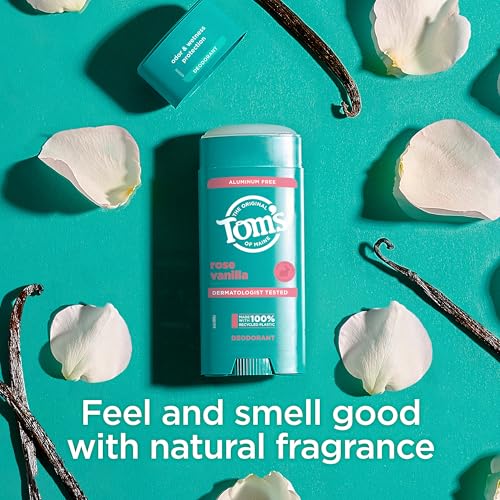 Tom’s of Maine Rose Vanilla Aluminum-Free Natural Deodorant 3.25 oz for Women & Men - Clear, Odor & Wetness Protection