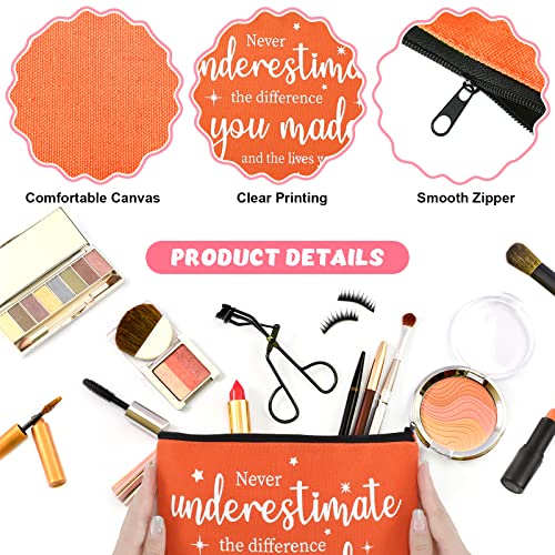 Kajaia 24 Pieces Inspirational Canvas Cosmetic Bags Makeup Bags with Zippers Appreciation Motivational Toiletry Purse Pouches Positive Travel Makeup Pouches for Girl Women Friends Coworker, 8 Designs