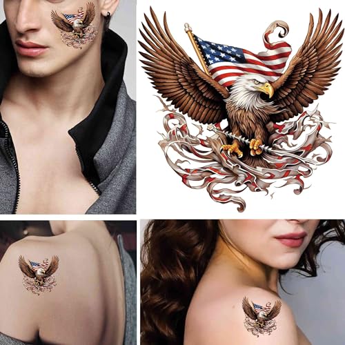 Eagle & USA Flag Temporary Tattoos - 6 Sheet Pack