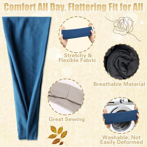 Non-Slip Elastic Headbands for Women - 6 Pack, Soft Cotton