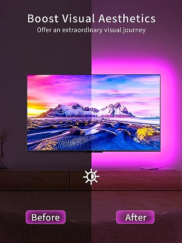 KANTUTOE TV LED Backlight, 9.84ft TV LED Lights for 32-45 Inch, TV Backlight, RGB LED Lights for TV with Remote, Music Sync Bluetooth APP Control TV LED Strip Lights USB Powered for Bedroom