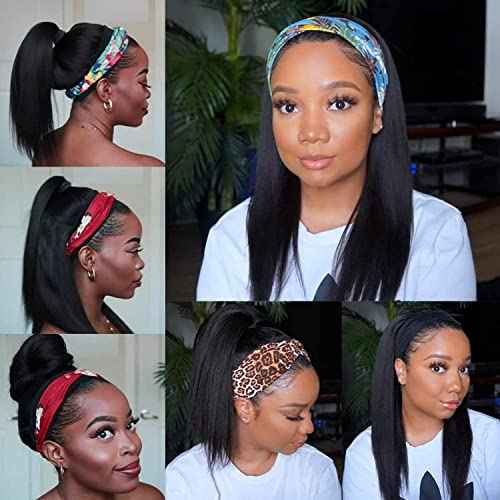 TNICE Headband Wig Human Hair Straight 20 Inch Brazilian Virgin Human Hair Headband Wigs for Black Women Glueless None Lace Front Human Hair Wigs Straight Headband Wigs Natural Color 150% Density