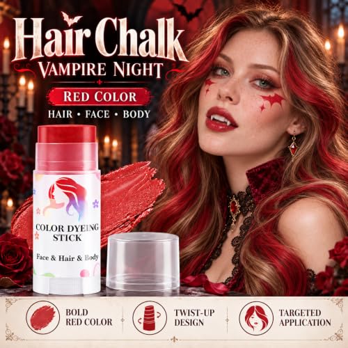 HULYHDP Red Temporary Hair Color Stick 01#Red, Washable For Kids & Adults