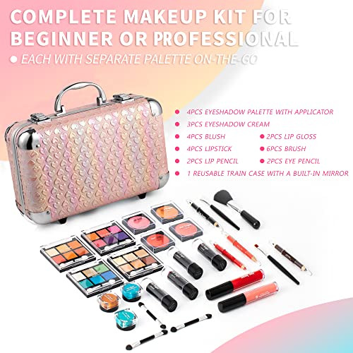 Hot Sugar Pink Heart All-In-One Makeup Set for Teen Girls with Travel Case