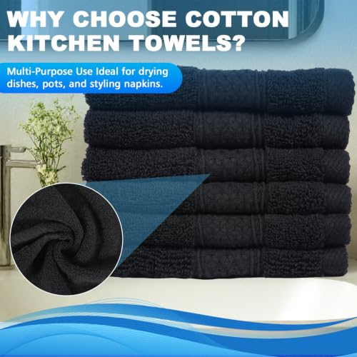 Cotton Washcloths 6-Pack, 13x13 Inch, Black, Absorbent